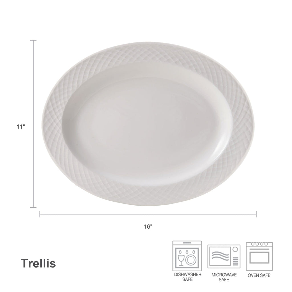 Trellis White Oval Platter