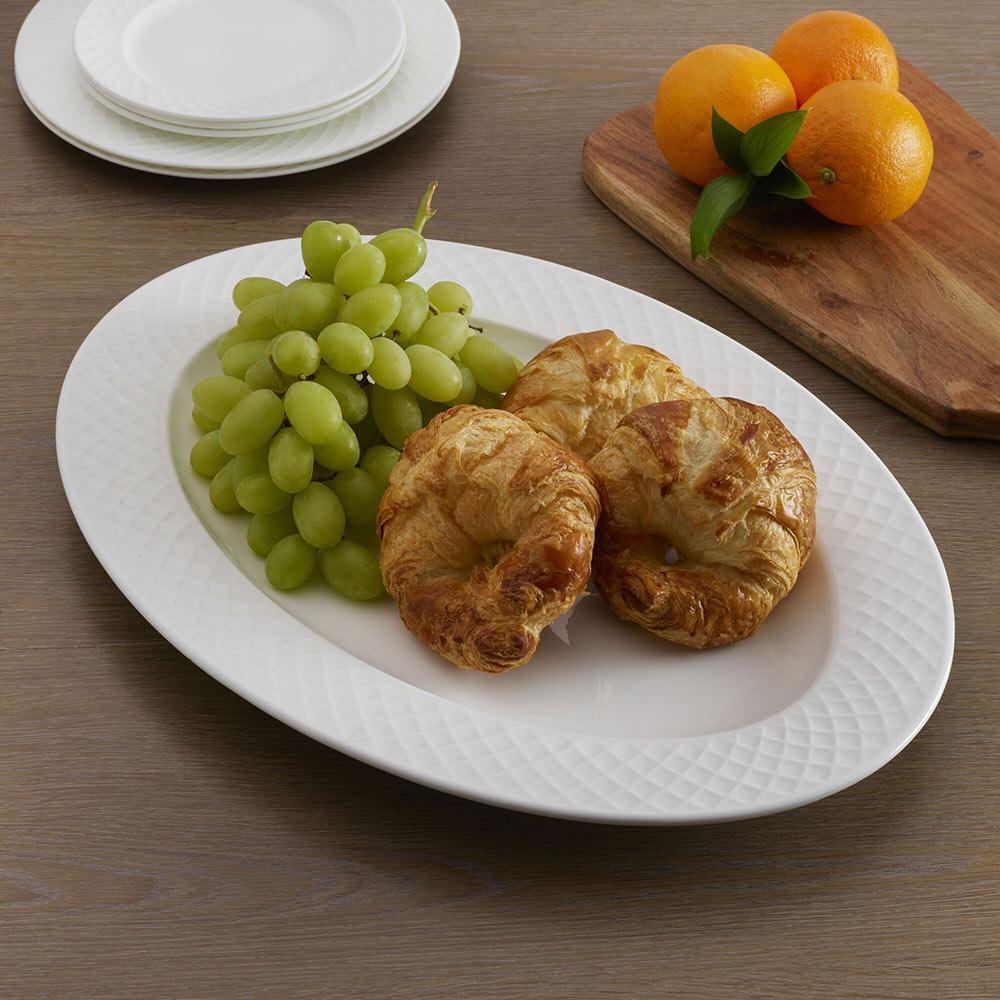 Trellis White Oval Platter